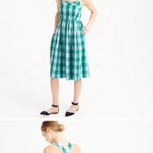 J. Crew gingham sundress pale blue/ green check. Size 4